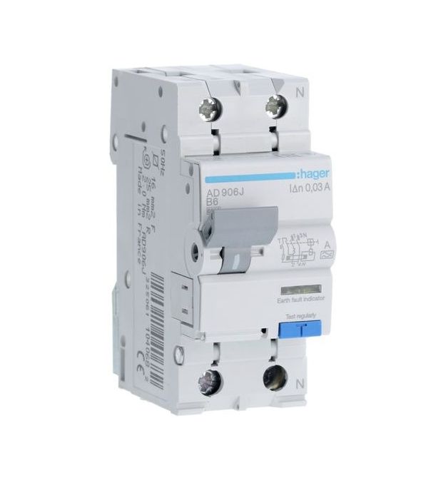 АВДТ 1P+N 6kA B-6A I∆n-30мА Тип А, винтовые клеммы, ширина 2М