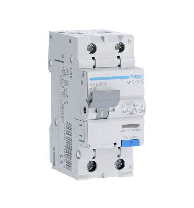 Диференційний автоматичний вимикач 1P+N 6kA B-20A 30mA A
