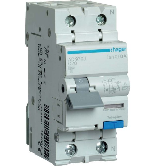 Диференційний автоматичний вимикач 1P+N 6kA C-20A 30mA A
