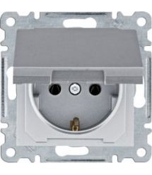 Розетка з з-к з кришкою Lumina, срібна, 16А-230В