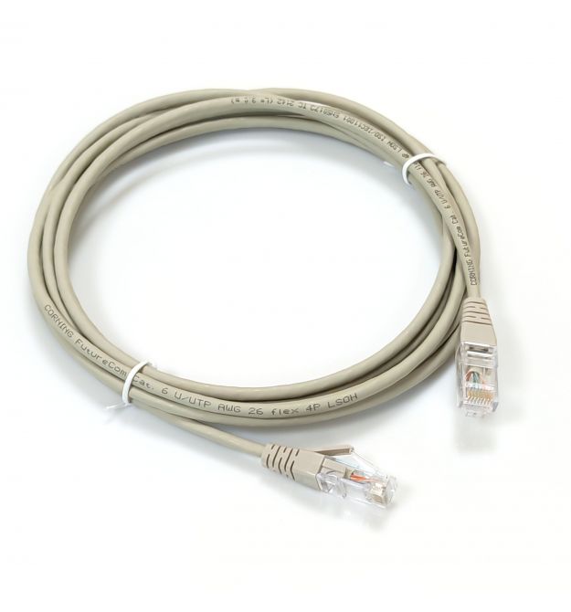 Патч-корд кат. 6, 26AWG Slim, D4мм, RJ45-RJ45, сірий, 3 м, U-UTP, LSZH, Corning