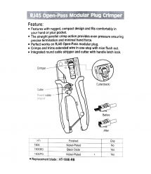 Обжимной инструмент для проходных RJ45 8P Pass-Thru, Hanlong