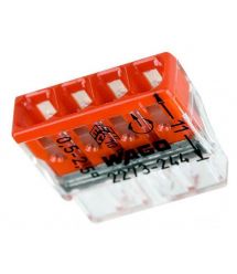 Клеммный блок 4х1...2.5мм2, для однопров.проводн., медь-ал., WAGO, с гелем,прозрачный