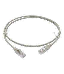 Патч-корд кат. 5е, 26AWG, RJ45-RJ45, серый, 1м, U-UTP, LSZH, Corning