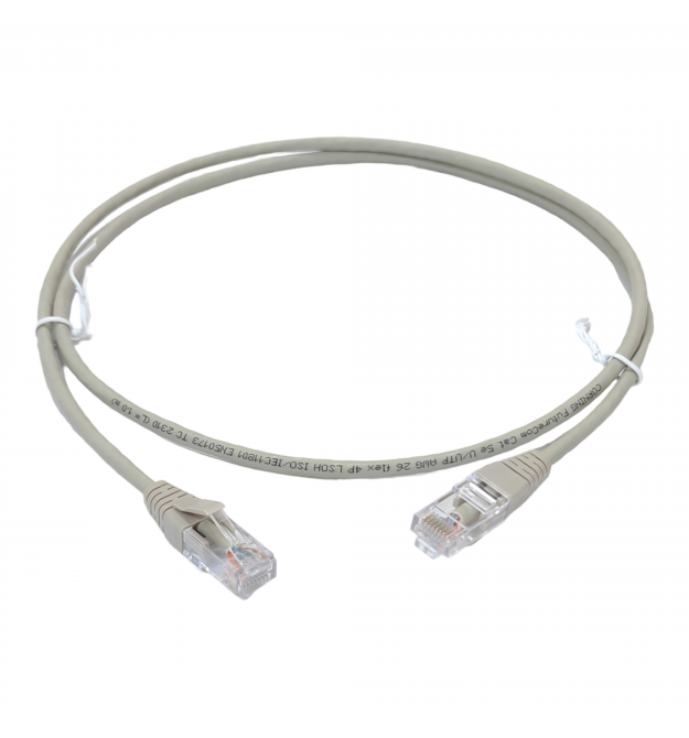 Патч-корд кат. 5е, 26AWG, RJ45-RJ45, серый, 1м, U-UTP, LSZH, Corning