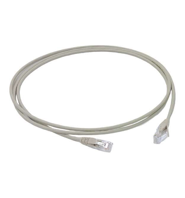 Патч-корд кат. 5е, 26AWG, RJ45-RJ45, сірий, 2м, U-UTP, LSZH, Corning