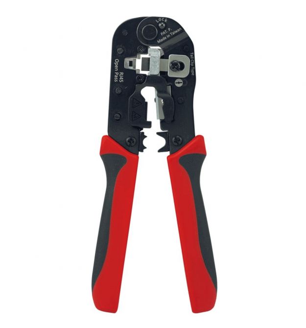 Инструмент для обжима проходных 8P8C-RJ45, с кольцевым зажимом и переключателем фиксирующей планки