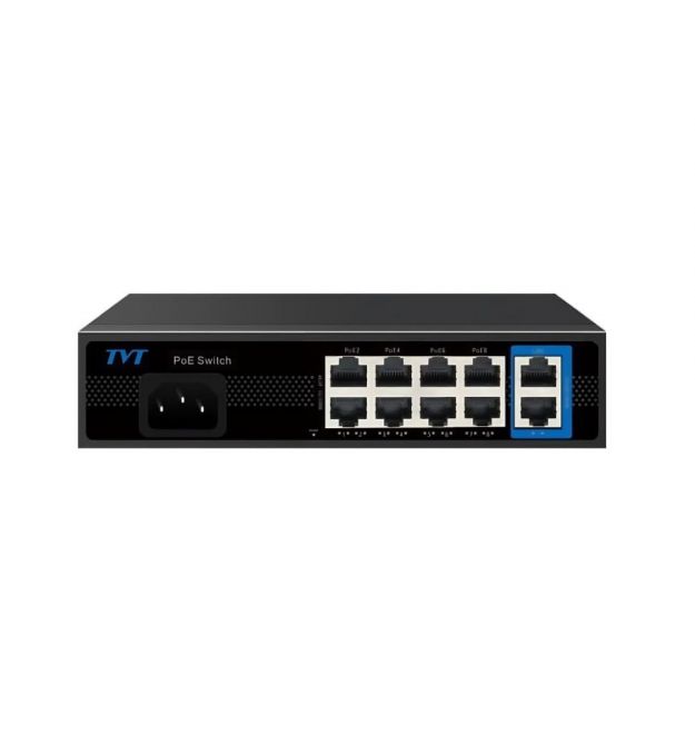 PoE-коммутатор 10-портовый TVT TD-B2208S1-PGU с 8 портами PoE