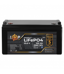 Акумулятор LP LiFePO4 25,6V - 100 Ah (2560Wh) (BMS 100A/50А) пластик Smart BT