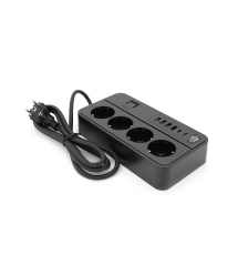 Мережевий фільтр G13, 3000W, 4 Socket + 4 USB 3,2 А + 2 Type-C, 2м, Black, Box