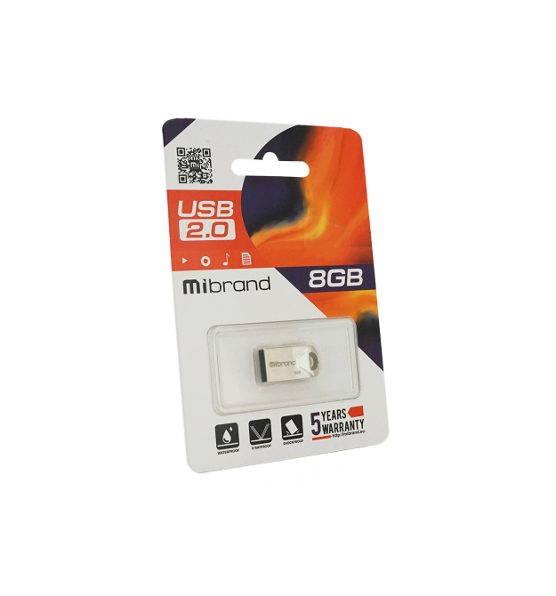 Флеш-накопичувач Mibrand Hawk, USB 2.0, 8GB, Metal Design, Blister