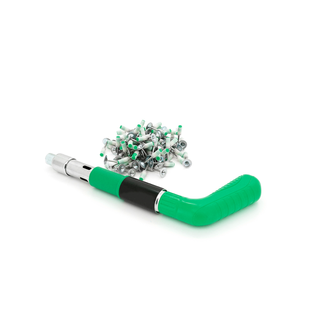 Пістолет будівельно-монтажний YT-198406, для цвяхів та металевих заклепок, захисні окуляри, + 100 цвяхів монтажних піроксилінови