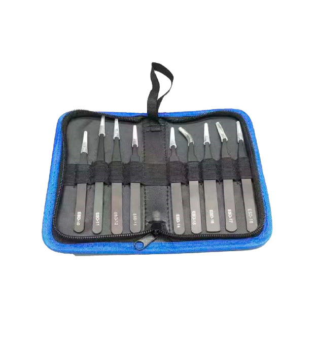 Набір пінцетів у холдері 9 шт, ESD 10-18