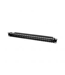 Патч-панель 24 порти Keystone NVC-P-16-24 19" 1U неекранована, з заднім організатором кабелю