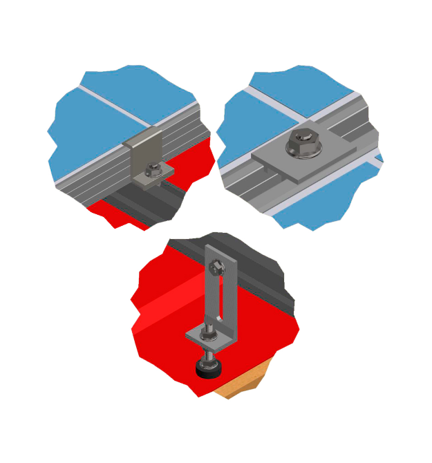 Комплект кріплень для похилої покрівлі на 4 фотомодулі (алюміній)