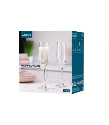 ARDESTO Набор бокалов для шампанского Gloria 6 шт, 215 мл, стекло, прозрачный
