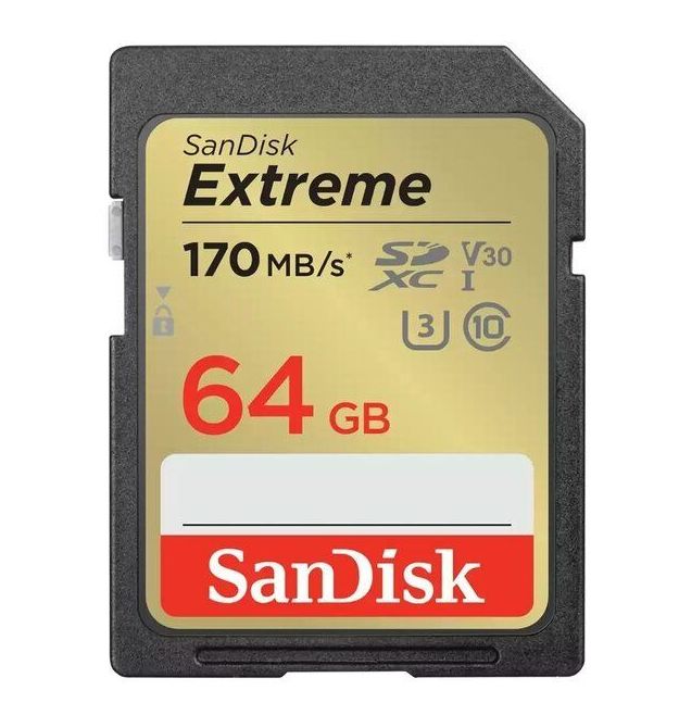 Карта памяти SanDisk SD 64GB C10 UHS-I U3 R170/W80MB/s Extreme V30
