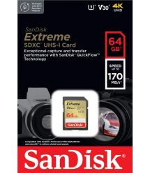 Карта памяти SanDisk SD 64GB C10 UHS-I U3 R170/W80MB/s Extreme V30