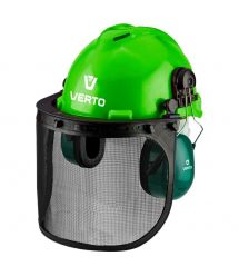 Verto Каска защитная, 3в1, каска, щиток для лица, наушники, зеленый