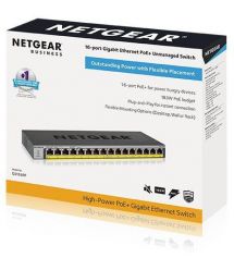 NETGEAR Комутатор GS116PP 16x1GE PoE+(183Вт), FlexPoE, некерований