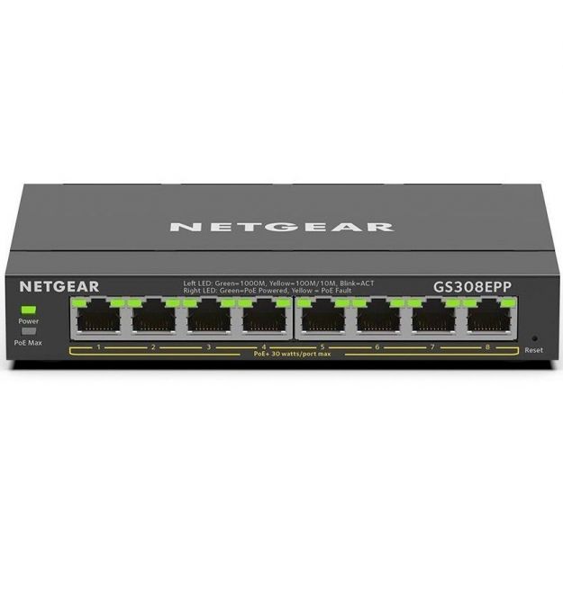 NETGEAR Комутатор GS308EPP 8xGE PoE+ (123Вт), керований