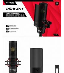 HyperX Микрофон геймерский ProCast, Bi, 3-pin XLR, no cable, з поп-фільтром, черный