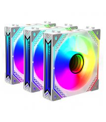 Корпусный вентилятор 2E GAMING Air Cool Magic Mirror ACF120MW-ARGB, 3x120мм, 2000rpm, 4pin PWM +5VARGB, 20.5dBa, белый