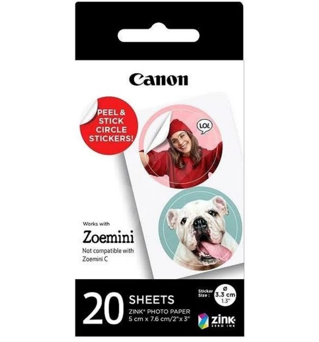 Бумага Canon ZINK™ 1.3" в виде круглых наклейок, 20 л.