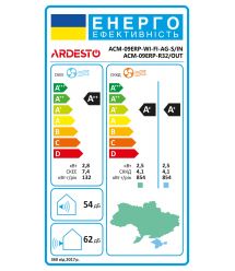 ARDESTO Кондиціонер ACM-09ERP-R32-WI-FI-AG-S, 25 м2, ERP інвертор, A++/A+, до -20°С, Wi-Fi, R32, білий