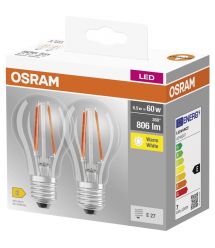Osram Набор ламп 2шт LED E27 6.5Вт 2700К 806Лм A60