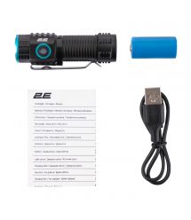 2E Ліхтар ручний акумуляторний, USB-C, 600мАг, 3000лм, 20Вт, 3 функції освітлення
