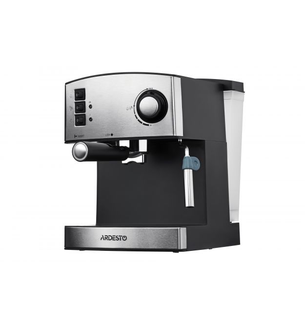 ARDESTO Кофеварка рожковая Steel Collection 1.6л, молотый, ручной капучинатор, серебристо-черный