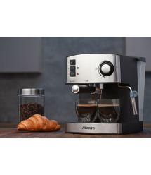 ARDESTO Кофеварка рожковая Steel Collection 1.6л, молотый, ручной капучинатор, серебристо-черный