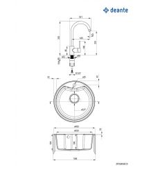 Deante Набор для кухни Solis, гранитная мойка ZRS_S803 + смес. BEU_S62M, серый