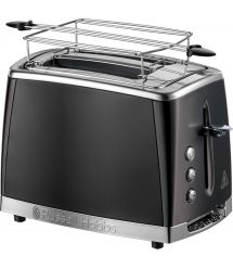 Russell Hobbs Тостер Matte Black 2 Slice, 1550Вт, нержавіюча сталь, підігрів, розморозка, чорний