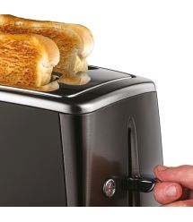Russell Hobbs Тостер Matte Black 2 Slice, 1550Вт, нержавіюча сталь, підігрів, розморозка, чорний