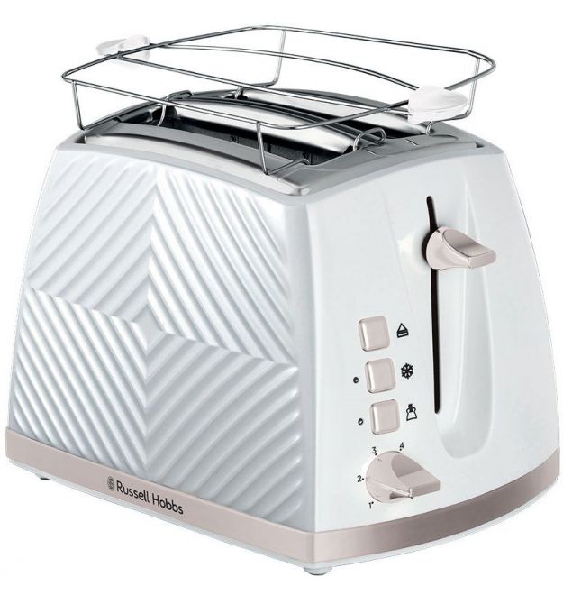 Russell Hobbs Тостер Groove 2 Slice, 850Вт, пластик, подогрев, розморозка, белый