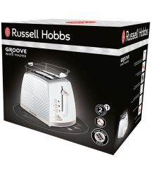 Russell Hobbs Тостер Groove 2 Slice, 850Вт, пластик, подогрев, розморозка, белый