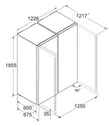 Liebherr Холодильник SBS, 185.5x119.4х67.5, холод.отд.-398л, мороз.отд.-271л, 2дв., A+, NF, диспл внутр., белый