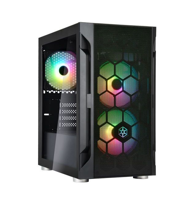 SilverStone Корпус FARA FAH1MB-PRO, без БП, 1xUSB3.0, 2xUSB2.0, 3x120mm ARGB fan, TG Side Panel, mATX, Black
