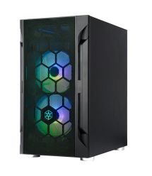 SilverStone Корпус FARA FAH1MB-PRO, без БП, 1xUSB3.0, 2xUSB2.0, 3x120mm ARGB fan, TG Side Panel, mATX, Black