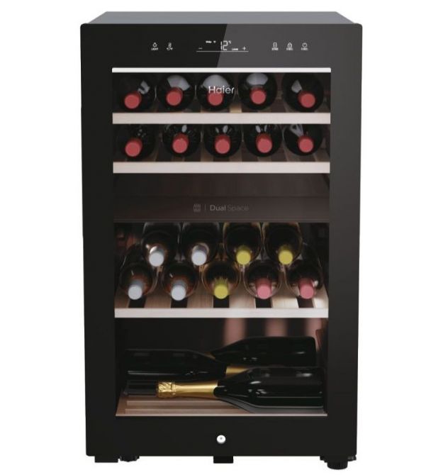 Haier Холодильник для вина, 82x49.7х58.5, холод.отд.-106л, зон - 2, бут-42, ST, дисплей, черный