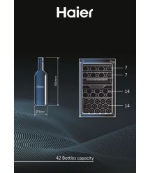 Haier Холодильник для вина, 82x49.7х58.5, холод.отд.-106л, зон - 2, бут-42, ST, дисплей, черный