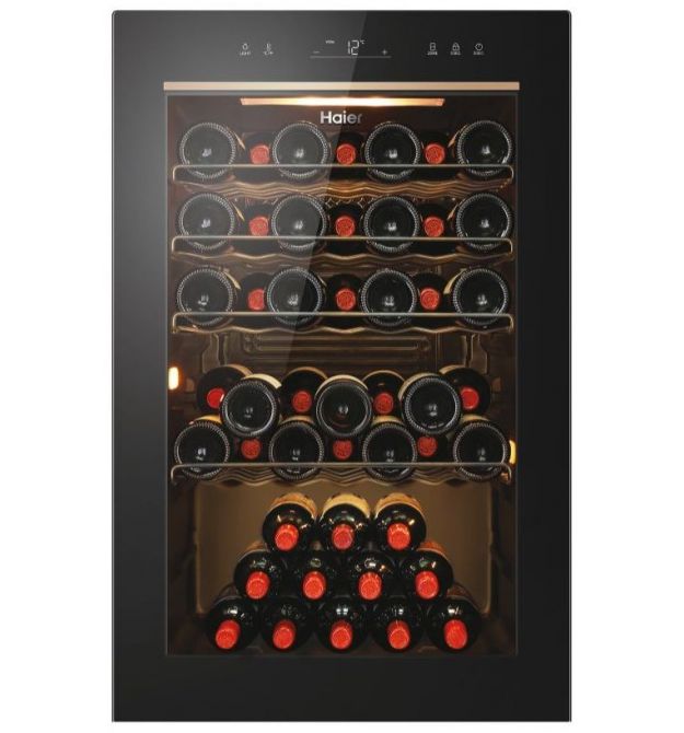 Haier Холодильник для вина, 82x49.7х58, холод.отд.-118л, зон - 1, бут-49, ST, дисплей, черный