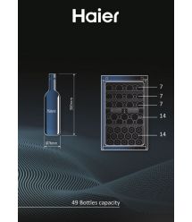 Haier Холодильник для вина, 82x49.7х58, холод.отд.-118л, зон - 1, бут-49, ST, дисплей, черный
