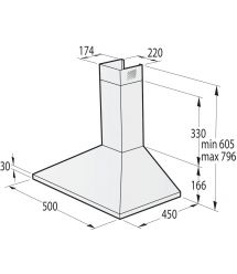 Gorenje Вытяжка купольная, 50см, 450м3ч, нерж