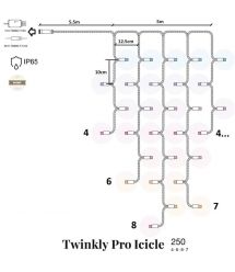 Гірлянда Twinkly Pro Smart LED Twinkly Pro Icicle RGBW 250, AWG22, IP65, прозорий