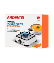 ARDESTO Плитка газова настільна GTC-NS1011W, тип газу LPG, 1 алюмін. пальник, емальован. корпус, фарбов. решітка, колір: білий