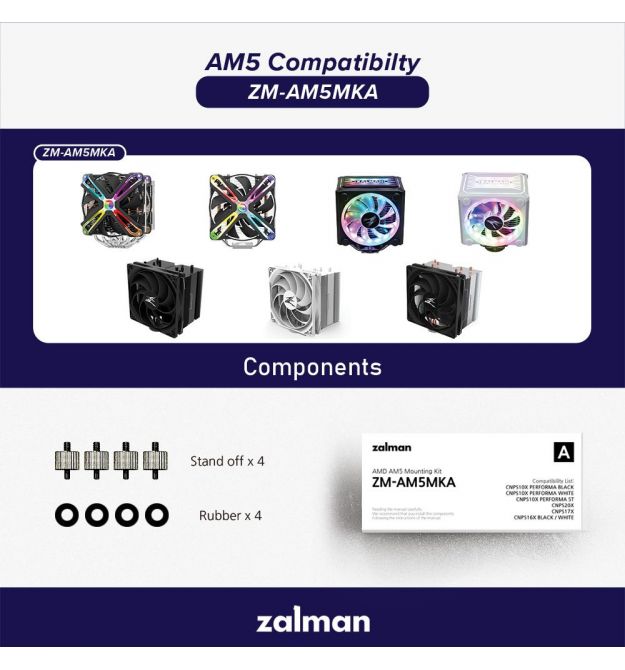 Кріплення Zalman для AMD AM5 ZM-AM5MKA, CNPS10X PERFORMA BLACK/WHITE, CNPS10X PERFORMA ST, CNPS16X BLACK/WHITE, CNPS17X, CNPS20X