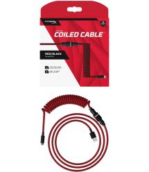 HyperX Кабель USB-A - USB-C спиральный, 1.37м Red/Black